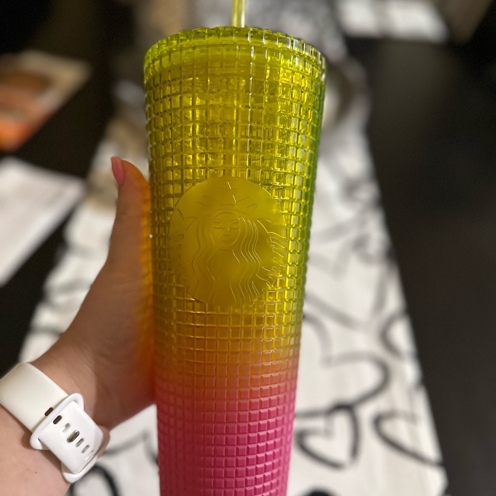 Starbucks Yellow and Pink Tumbler